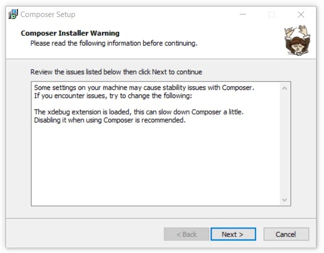 Installing Composer on windows Greater Than 0